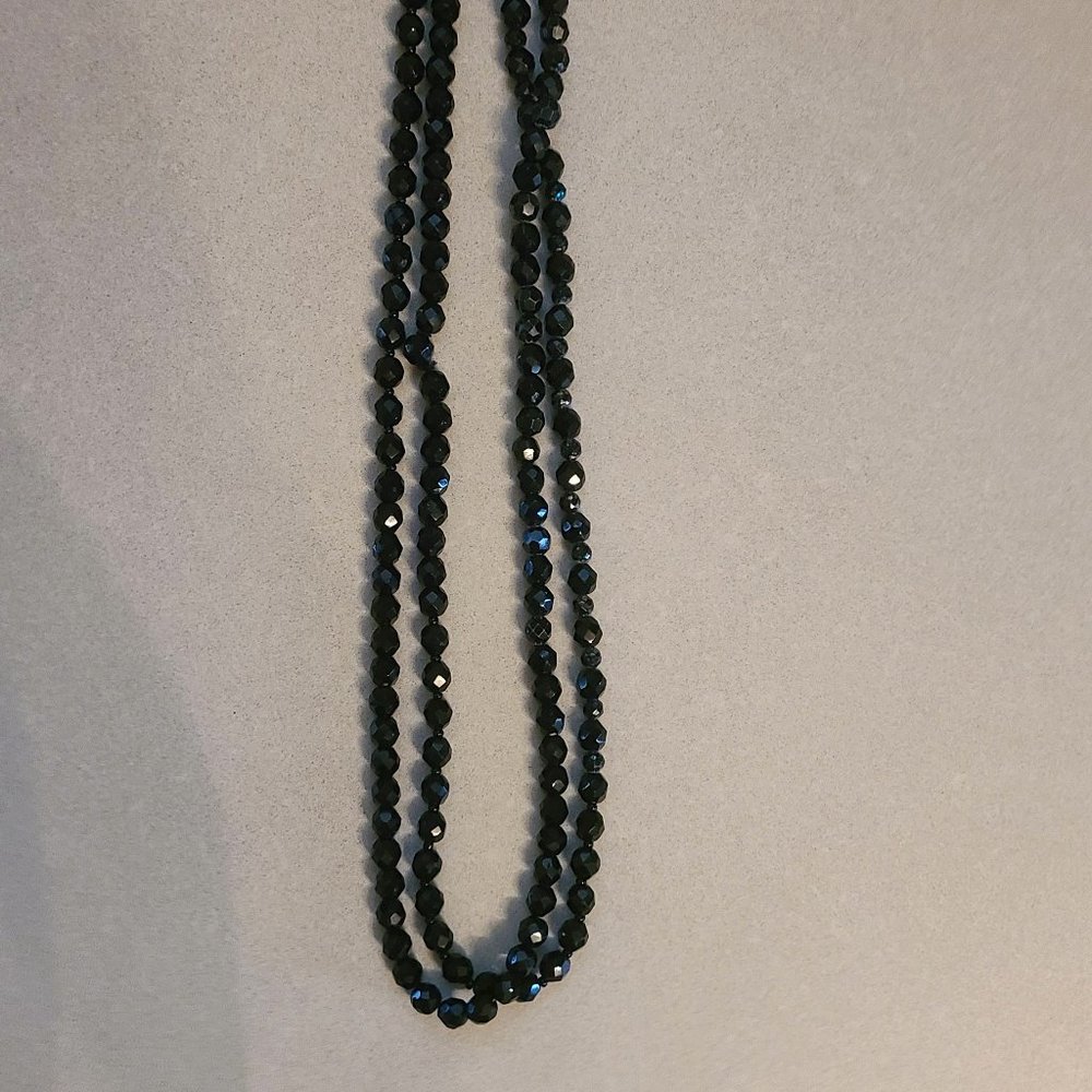Long Black Beaded Necklace